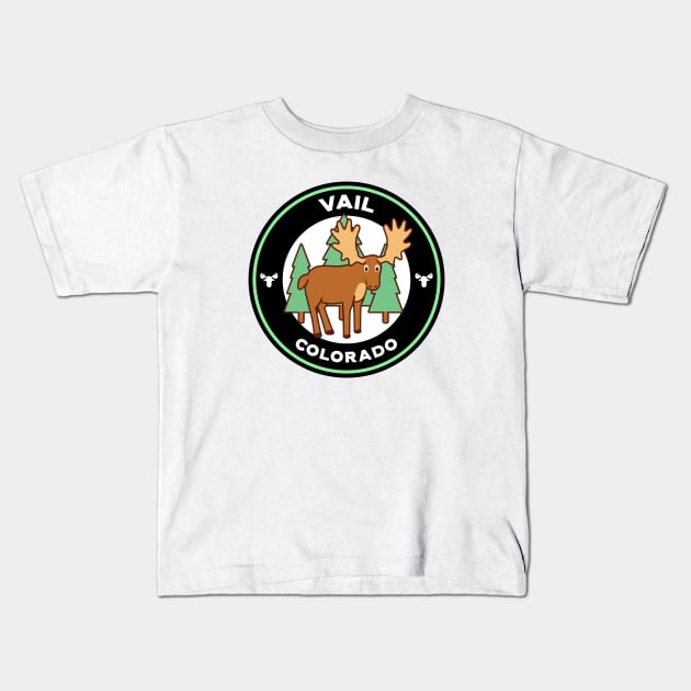 Vail, Colorado Moose Kids T-Shirt by Mountain Morning Graphics